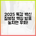 2025년 독감 예방 접종, 질병관리청 발표 핵심은?