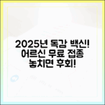 2025년 어르신 독감 무료 접종, 놓치면 후회할 일정/장소!