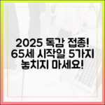 2025 독감 접종: 65세+ 연령별 시작일 5가지