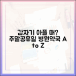 갑자기 아플 때? 주말·공휴일 병원/약국 완벽 가이드!