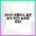 2025 넷플릭스: 놀라운 숨은 보석, 꼭 봐야 할 추천작