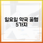 일요일 약국, 5가지 필수템 구매 팁