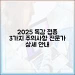 2025 독감 접종: 3가지 주의사항 (전문가 상세 안내