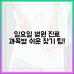 일요일 병원, 진료 과목별 쉬운 찾기 팁
