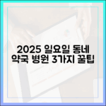 2025 최신! 우리 동네 일요일 약국·병원 3가지 찾기