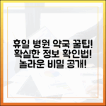 믿을 수 있는 휴일 병원 약국 정보, 놀라운 확인법!