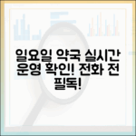일요일 약국 실시간 운영 정보, 전화하기 전에 확인! 완벽 가이드