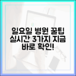 일요일 진료 병원, 3가지 실시간 검색 꿀팁!