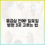 응급실 전 필독! 일요일 진료 병원 3곳 선택 기준