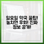 일요일 약국 이용, 놀라운 꿀팁!