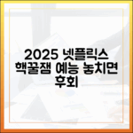 2025 넷플릭스 예능: 웃음 끝판왕 가이드