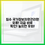 국가정보자원관리원 오류, 당신이 지금 당장 확인해야 할 필수 정보