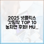 2025 넷플릭스 신작, 꼭 봐야 할 TOP 10은?