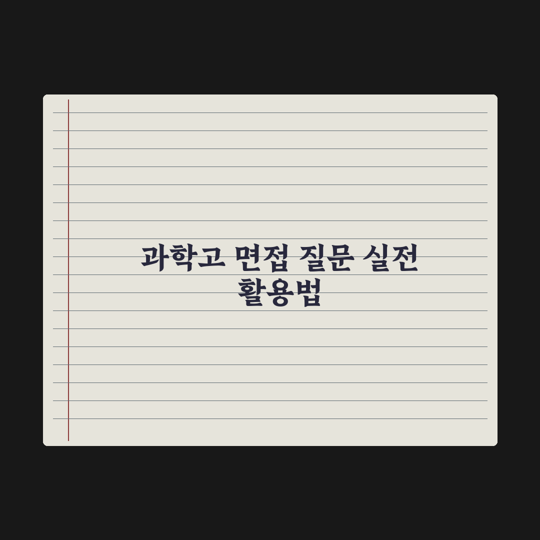 과학고 면접 - 자주 묻는 질문 정리 실전가이드, 전문가 선별 5대 핵심