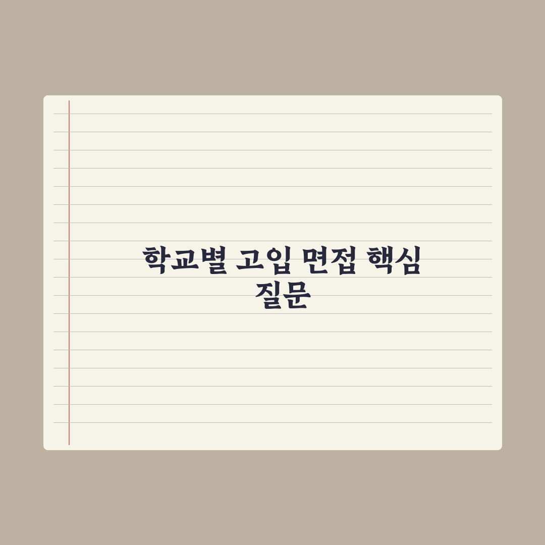 고입 면접 자주 묻는 질문 - 학교별 정리 심층분석, 전문가의 5대 핵심